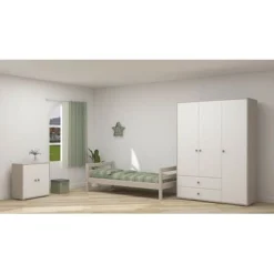 FLEXA Classic Kleiderschrank Mit 3 Türen U. 2 Schubladen Grau/Lack Weiß/grün -Kinder Haushaltswaren Geschäft 0apnaexk0kg5wpwif6dd52677z74
