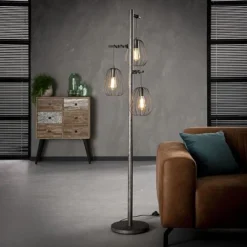 Rubjerg Design Stehleuchte Lampoon 3 Leuchten Metall Altsilber