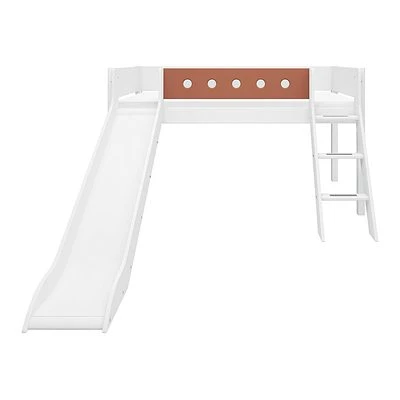 FLEXA White Halbhohes Bett 90x200 Cm Mit Schrägl. Und Rutsche Weiß/rotviolett 2 FLEXA White Halbhohes Bett 90x200 Cm Mit Schrägl. Und Rutsche Weiß/rotviolett – Bild 2