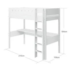 FLEXA White Hochbett Mit Schreibtisch 90x200 Cm Mit Senkrechter Leiter Weiß -Kinder Haushaltswaren Geschäft 1lml883wxsvlda6ynirox4pitjrr