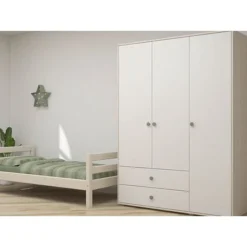 FLEXA Classic Kleiderschrank Mit 3 Türen U. 2 Schubladen Mattweiß/Lack Weiß/grün -Kinder Haushaltswaren Geschäft 1lnpyr9oms7bwr45g3ief4ltxk86
