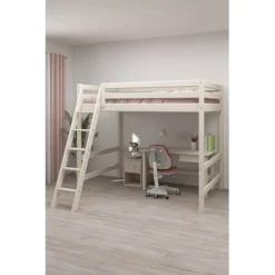 FLEXA Classic Hochbett 140x200cm Mit Schrägleiter Mattweiß -Kinder Haushaltswaren Geschäft 2bgvs2ktabo4lhaorucylx6u5g1g