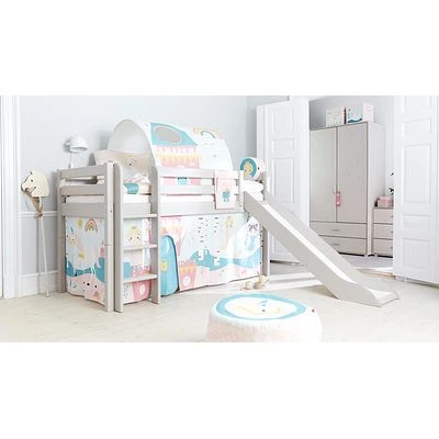 FLEXA Classic Halbhohes Bett Mit Senk. Leiter Und Rutsche Grau Lasiert 5 FLEXA Classic Halbhohes Bett Mit Senk. Leiter Und Rutsche Grau Lasiert – Bild 5