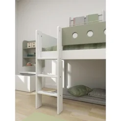 FLEXA White Halbhohes Bett 90x200 Cm Mit Senkrechter Leiter Weiß/grün -Kinder Haushaltswaren Geschäft 2q7t0bylv5hkylthpf0srh83ejws
