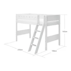 FLEXA White Mittelhohes Bett Mit Schrägleiter Weiß -Kinder Haushaltswaren Geschäft 2tq8u04vgg1cg14d3b9z0ihalgwv