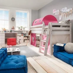 Infanskids Halbhohes Bett Mit Gerader Leiter Weiß 90x200cm 301-30 -Kinder Haushaltswaren Geschäft 2vvj2zsd83d4vcacwzppex2u2687