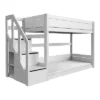 Lifetime Niedriges Etagenbett Mit Treppe Und Deluxe Lattenrost Weiß Lackiert