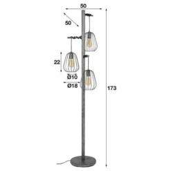 Rubjerg Design Stehleuchte Lampoon 3 Leuchten Metall Altsilber -Kinder Haushaltswaren Geschäft 35469201q7c8yg1z94m5ho1h1u64