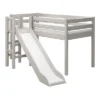 FLEXA Classic Halbhohes Bett Mit Plattform Und Rutsche Grau Lasiert