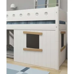 FLEXA White Halbhohes Bett Mit Schrägleiter Und Baumhaus Panelen Weiß/Eiche -Kinder Haushaltswaren Geschäft 3nrvxne6r7zt0eyw9ewbhp8vvdcc