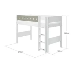 FLEXA White Mittelhohes Bett 90x200 Cm Mit Senkrechter Leiter Weiß/grün -Kinder Haushaltswaren Geschäft 3pazzjtm2qulj80hpafhwu2of8o9