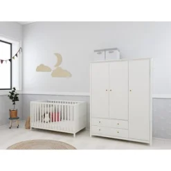 FLEXA Luna Kleiderschrank Mit 3 Türen Und 2 Schubladen Weiß -Kinder Haushaltswaren Geschäft 3x75gspe8xcphmofq8zrn5y5mmsb