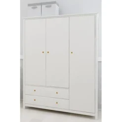 FLEXA Luna Kleiderschrank Mit 3 Türen Und 2 Schubladen Weiß -Kinder Haushaltswaren Geschäft 408pftf7om5tfm7rm9nvdyob6jww