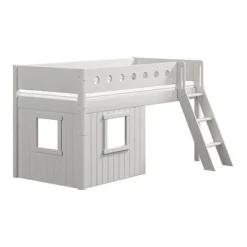 FLEXA White Halbhohes Bett Mit Schrägleiter Und Baumhaus Panelen Weiß -Kinder Haushaltswaren Geschäft 40d1s0adzqzhhk7ngm0xzu6fwlhn