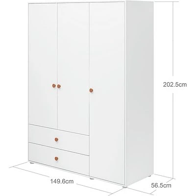 FLEXA Roomie Kleiderschrank Mit 3 Türen Und 2 Schubladen Weiß/rosa 4 FLEXA Roomie Kleiderschrank Mit 3 Türen Und 2 Schubladen Weiß/rosa – Bild 4