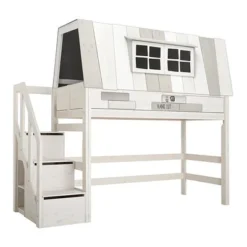 Lifetime Hangout Hochbett 152cm Mit Rollboden Und Treppe Whitewash