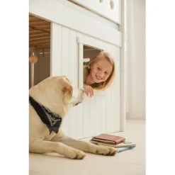 FLEXA White Halbhohes Bett Mit Schrägleiter Und Baumhaus Panelen Weiß -Kinder Haushaltswaren Geschäft 48q27u0in73isj5t3uuqruxuwn8h