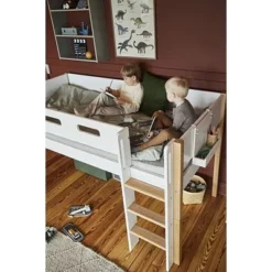 FLEXA Nor Halbhohes Bett Mit Schrägleiter Und Rutsche Weiß/eiche 15 FLEXA Nor Halbhohes Bett Mit Schrägleiter Und Rutsche Weiß/eiche -Kinder Haushaltswaren Geschäft 4bdtoqdyez7bzb67r6vi84bicafa