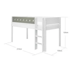 FLEXA White Halbhohes Bett 90x200 Cm Mit Senkrechter Leiter Weiß/grün -Kinder Haushaltswaren Geschäft 5wcgwuq0wzavzwynsv7frsfah56h