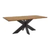 LifeConcept Esstisch 220x100cm Zerreiche Baumkante (3cm) Natur Geölt Mit Metall Spider-Gestell
