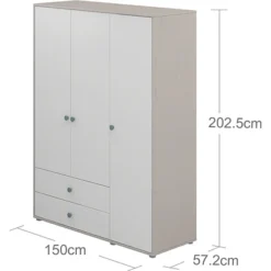 FLEXA Classic Kleiderschrank Mit 3 Türen U. 2 Schubladen Grau/Lack Weiß/blau -Kinder Haushaltswaren Geschäft 60h016xrilj5w2m4y7n0034ncwzd