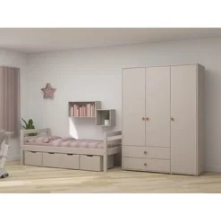FLEXA Classic Kleiderschrank Mit 3 Türen U. 2 Schubladen Grau/rosa -Kinder Haushaltswaren Geschäft 6dwlaxfm58z9wa4r1zoyhzfssv6a