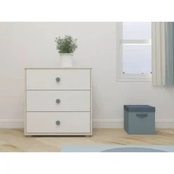 FLEXA Classic Kommode Mit 3 Schubladen Mattweiß/Lack Weiß/blau -Kinder Haushaltswaren Geschäft 6elbuymusqkhug7m6tnl4j5jrd1e