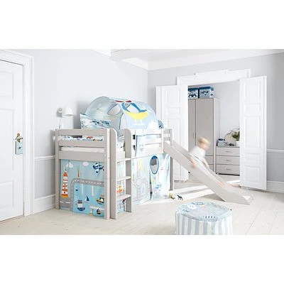 FLEXA Classic Halbhohes Bett Mit Senk. Leiter Und Rutsche Grau Lasiert 6 FLEXA Classic Halbhohes Bett Mit Senk. Leiter Und Rutsche Grau Lasiert – Bild 6