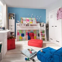 Infanskids Halbhohes Bett Mit Gerader Leiter Weiß 90x200cm 301-30 -Kinder Haushaltswaren Geschäft 6vae97fwx3h67t7orhg4enitvqxi