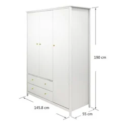 FLEXA Luna Kleiderschrank Mit 3 Türen Und 2 Schubladen Weiß -Kinder Haushaltswaren Geschäft 6yhzk6t5sry2jl86sz5dcdyu4ltl