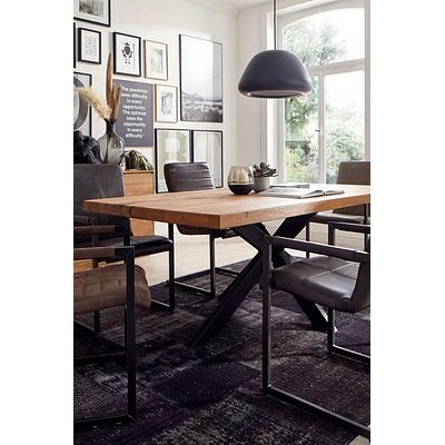 LifeConcept Esstisch 200x100cm Zerreiche Baumkante (6cm) Natur Geölt Mit Metall Spider-Gestell 6 LifeConcept Esstisch 200x100cm Zerreiche Baumkante (6cm) Natur Geölt Mit Metall Spider-Gestell – Bild 6