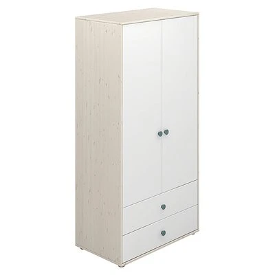 FLEXA Classic Kleiderschrank Mit 2 Türen U. 2 Schubladen Mattweiß/Lack Weiß/blau 1 FLEXA Classic Kleiderschrank Mit 2 Türen U. 2 Schubladen Mattweiß/Lack Weiß/blau