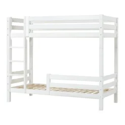 Hoppekids ECO Luxury Etagenbett Hoch 90x200cm Mit Lattenrost, Gerader Leiter Und 1/2 Absturzsicherung Weiß