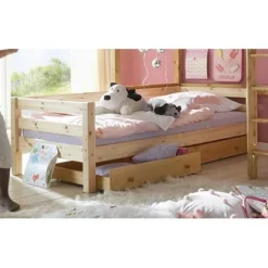 Infanskids Einzelbett Mit Halber Absturzsicherung Natur 90 X 200cm -Kinder Haushaltswaren Geschäft 7wdj93amm7q2dr69zq807yu6hjk9