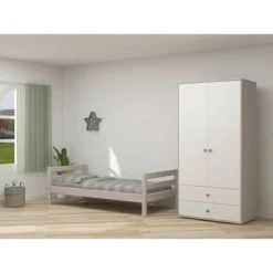 FLEXA Classic Kleiderschrank Mit 2 Türen U. 2 Schubladen Grau/Lack Weiß/grün -Kinder Haushaltswaren Geschäft 81bnjxinpa7nvz24hs2gxk599emn