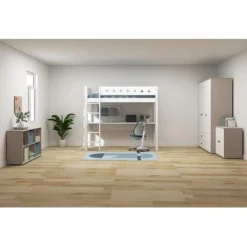 FLEXA White Hochbett Mit Schreibtisch 90x200 Cm Mit Senkrechter Leiter Weiß -Kinder Haushaltswaren Geschäft 82izzqknxlxxlh7zul0uwepr3xku