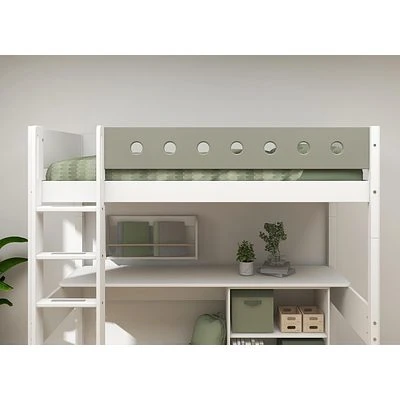 FLEXA White Hochbett Mit Schreibtisch 90x200 Cm Mit Senkrechter Leiter Weiß/grün 6 FLEXA White Hochbett Mit Schreibtisch 90x200 Cm Mit Senkrechter Leiter Weiß/grün – Bild 6