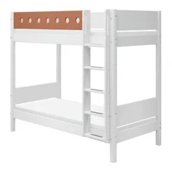 FLEXA White Hohes Etagenbett 90x200 Cm Mit Senkrechter Leiter Weiß/rotviolett