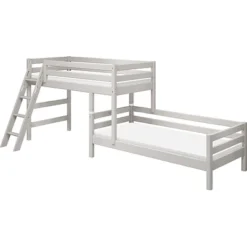 FLEXA Classic Mittelhohes Kombietagenbett Mit Schrägleiter Grau Lasiert -Kinder Haushaltswaren Geschäft 8ejw1l0sqsmzafl3vwe3lodx4tds