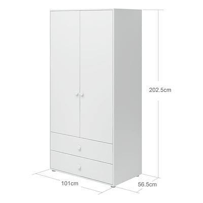 FLEXA Roomie Kleiderschrank Mit 2 Türen Und 2 Schubladen Weiß 3 FLEXA Roomie Kleiderschrank Mit 2 Türen Und 2 Schubladen Weiß – Bild 3