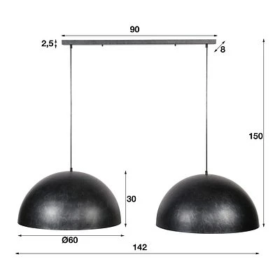 Rubjerg Design Hängeleuchte Dome 2 Leuchten Metall Schwarz 6 Rubjerg Design Hängeleuchte Dome 2 Leuchten Metall Schwarz – Bild 6