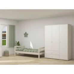 FLEXA Classic Kleiderschrank Mit 3 Türen U. 2 Schubladen Mattweiß/Lack Weiß -Kinder Haushaltswaren Geschäft 91o1ynp8gwk70efedp1hp8egvitq