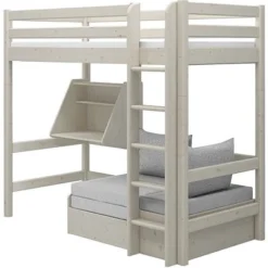 FLEXA Classic Casa Hochbett Mit Senkrechter Leiter Mattweiß