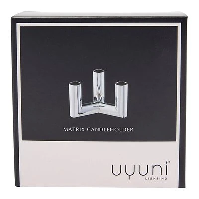 UYUNI Matrix Kerzenständer Für 3 Mini Stabkerzen Chrome 2 UYUNI Matrix Kerzenständer Für 3 Mini Stabkerzen Chrome – Bild 2