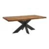 LifeConcept Esstisch 240x100cm Zerreiche Gerade Kante (6cm) Natur Geölt Mit Metall Spider-Gestell