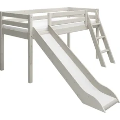 FLEXA Classic Halbhohes Bett Mit Schrägleiter Und Rutsche Mattweiß -Kinder Haushaltswaren Geschäft 9n6jw5rngvbgehikn6n6wt211gnm