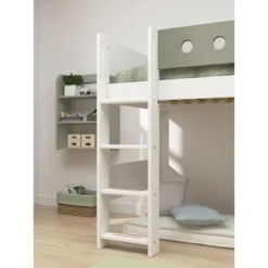 FLEXA White Mittelhohes Bett 90x200 Cm Mit Senkrechter Leiter Weiß/grün -Kinder Haushaltswaren Geschäft 9qht8ysrckkn6mljaomggjq1gkdn