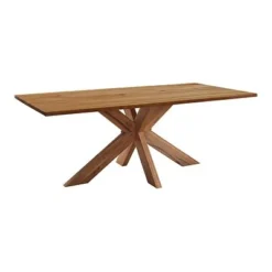 LifeConcept Esstisch 240x100cm Zerreiche Gerade Kante (3cm) Natur Geölt Mit Holz Spider-Gestell