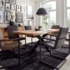 LifeConcept Esstisch 240x100cm Zerreiche Baumkante (6cm) Natur Geölt Mit Metall Spider-Gestell