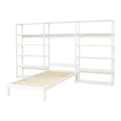 Hoppekids Storey Regalkombination 100cm Mit Bett 90x200cm Und 14 Regalböden Weiß